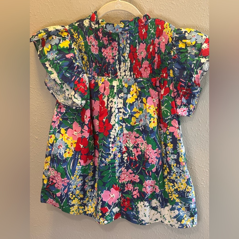 Entro Floral Babydoll Dainty Smocked Top Blouse Ruffle Sleeves Women’s Sz Small - Picture 5 of 7